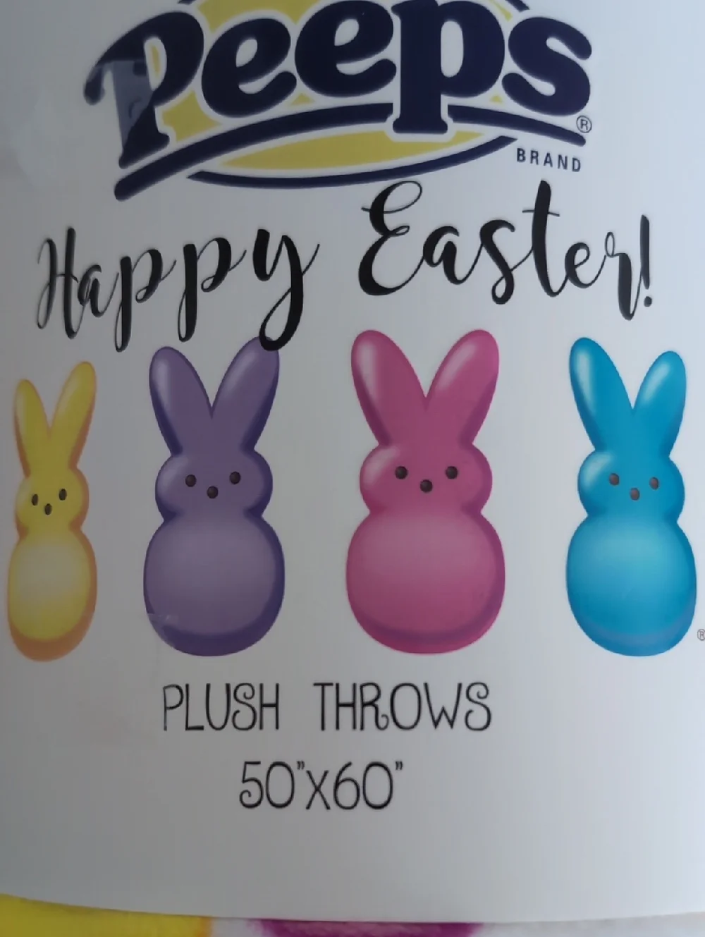 Happy Easter Plush Throw Blanket Peeps Bunny New - Picture 2 of 4